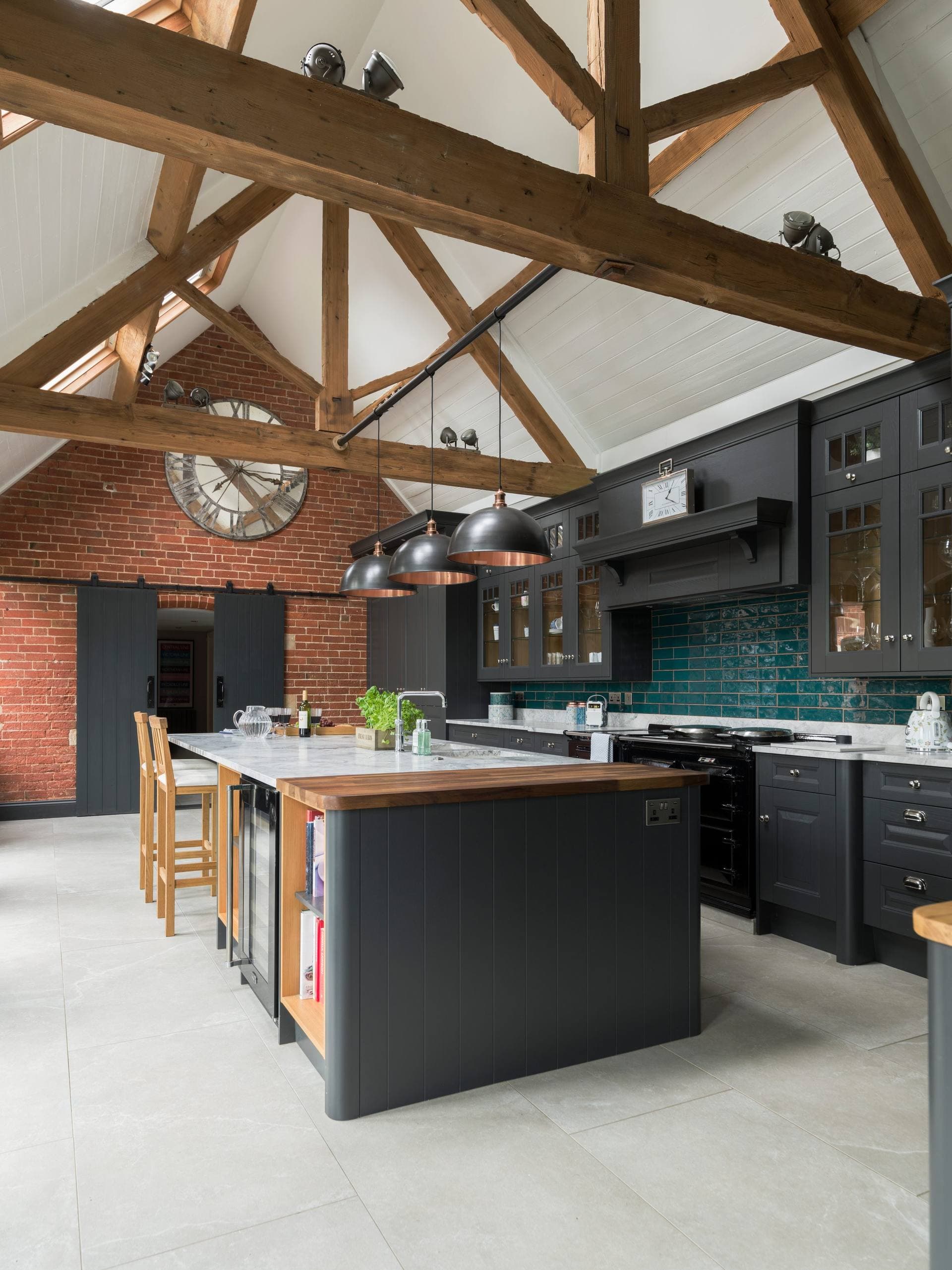 Bedale Black, glazed wall cabinet and dresser detail