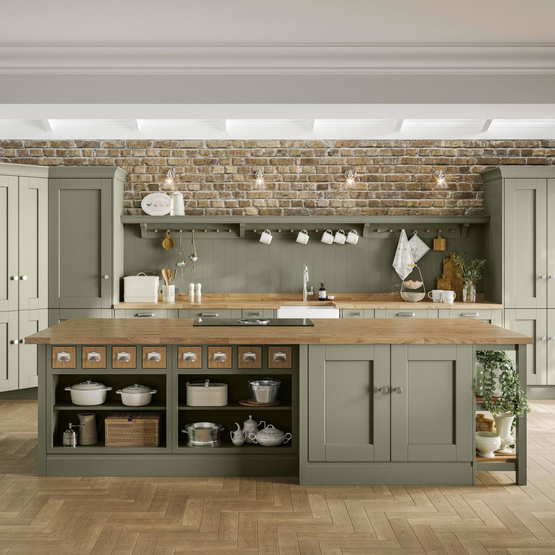 Whitby Fern Green kitchen, clean family-friendly shaker